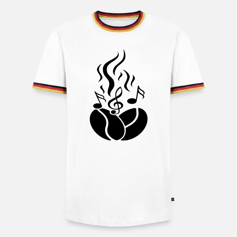Kaffeebohnen mit Noten - Männer Kontrast-T-Shirt - Weiß/Dreifarbig