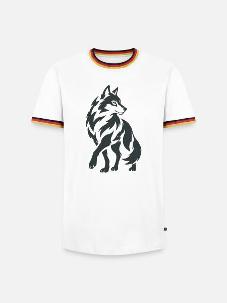 Geometrischer Wolf – Silhouette - Männer Kontrast-T-Shirt - Weiß/Dreifarbig
