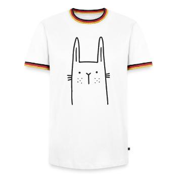 niedlicher Hase Ostern - Männer Kontrast-T-Shirt - Weiß/Dreifarbig - Vorne - AI Model Female 172 light (172cm) & AI Model Male 185 light (185cm)