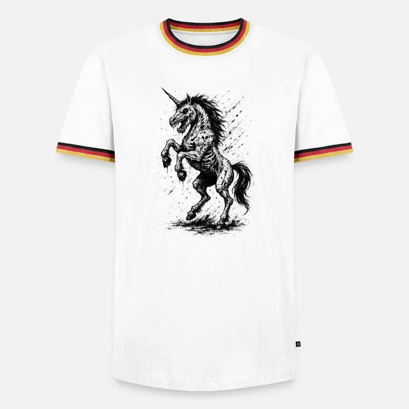 Einhorn Dämmerung - Männer Kontrast-T-Shirt - Weiß/Dreifarbig