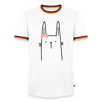 Bunny Girl Easter Bunny - Men's Ringer Shirt - white/tricolour - Front - AI Model Female 172 light (172cm) & AI Model Male 185 light (185cm)