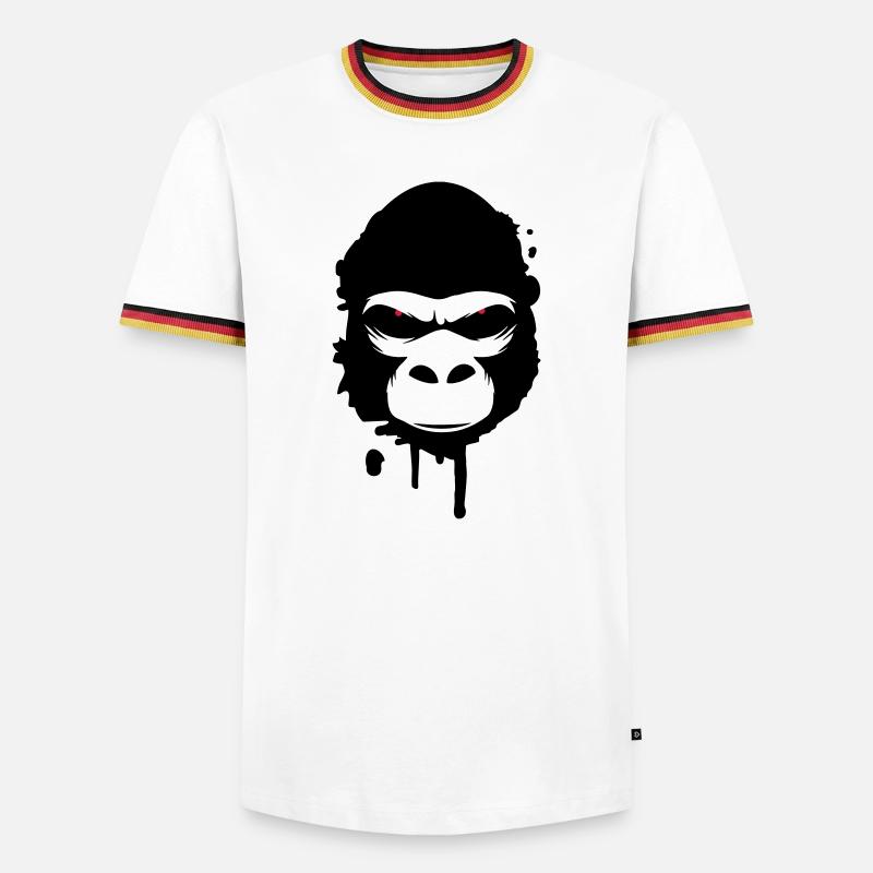 gorilla head Graffiti - Men's Ringer Shirt - white/tricolour