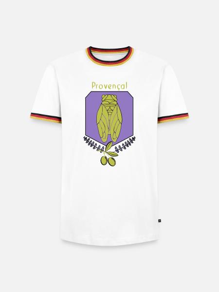cigale Provençale avec Olives - T-shirt contrasté Homme - blanc/tricolore