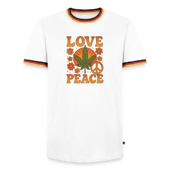 Love Peace Hippie Vibes - Men's Ringer Shirt - white/tricolour - Front - AI Model Female 172 light (172cm) & AI Model Male 185 light (185cm)