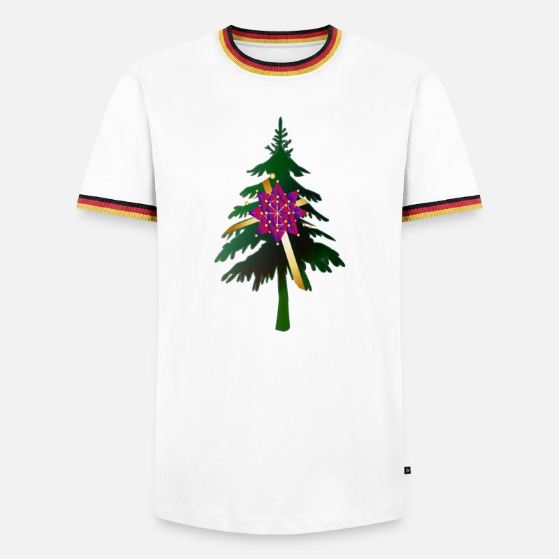 Christbaum oder Weihnachtsbaum & Geschenkschleife - Männer Kontrast-T-Shirt - Weiß/Dreifarbig