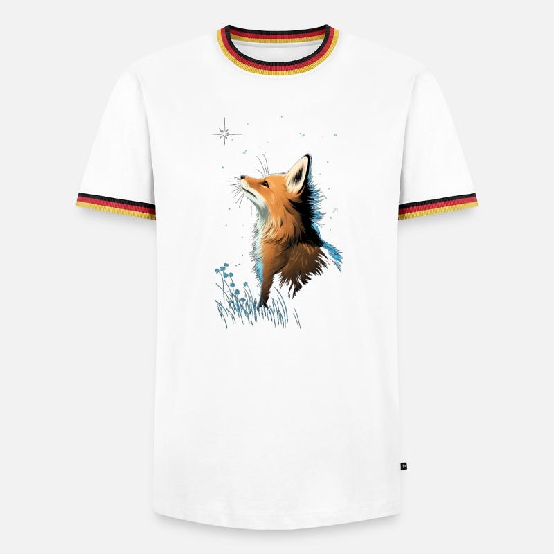 Fuchs mit Sternenhimmel - Männer Kontrast-T-Shirt - Weiß/Dreifarbig