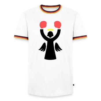 Boxer Ange Pictogramme Drôle - T-shirt contrasté Homme - blanc/tricolore - Devant - AI Model Female 172 light (172cm) & AI Model Male 185 light (185cm)