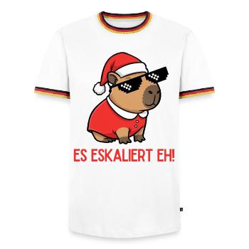 Ça s’intensifie de toute façon – Édition 🎄🎉 fête de Noël - T-shirt contrasté Homme - blanc/tricolore - Devant - AI Model Female 172 light (172cm) & AI Model Male 185 light (185cm)