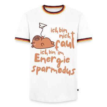 Ich bin nicht faul - Männer Kontrast-T-Shirt - Weiß/Dreifarbig - Vorne - AI Model Female 172 light (172cm) & AI Model Male 185 light (185cm)