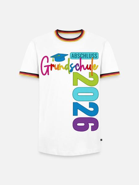 Grundschule Abschluss 2026 - Männer Kontrast-T-Shirt - Weiß/Dreifarbig