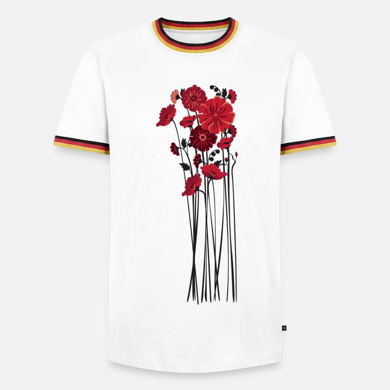 Pebble Flowers Illustration - Men's Ringer Shirt - white/tricolour