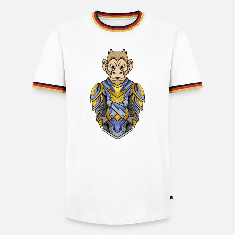 Knight Monkey with Armor Crusader - Men's Ringer Shirt - white/tricolour