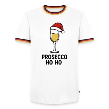 Prosecco Ho Ho – Pull de Noël au prosecco - T-shirt contrasté Homme - blanc/tricolore - Devant - AI Model Female 172 light (172cm) & AI Model Male 185 light (185cm)