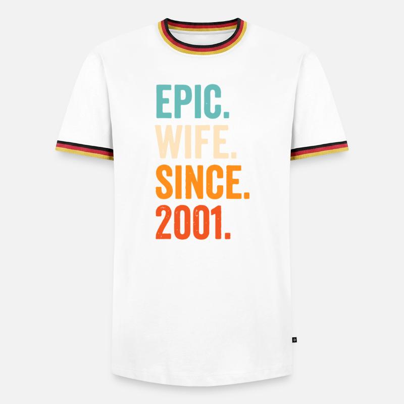 Epische Ehefrau seit 2001 - Männer Kontrast-T-Shirt - Weiß/Dreifarbig