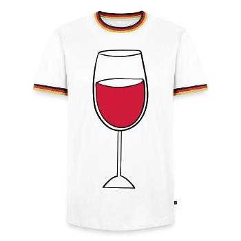 weinglas - Männer Kontrast-T-Shirt - Weiß/Dreifarbig - Vorne - AI Model Female 172 light (172cm) & AI Model Male 185 light (185cm)