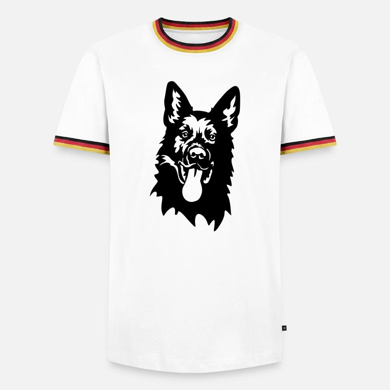 Deutscher Schäferhund Kopf - Männer Kontrast-T-Shirt - Weiß/Dreifarbig