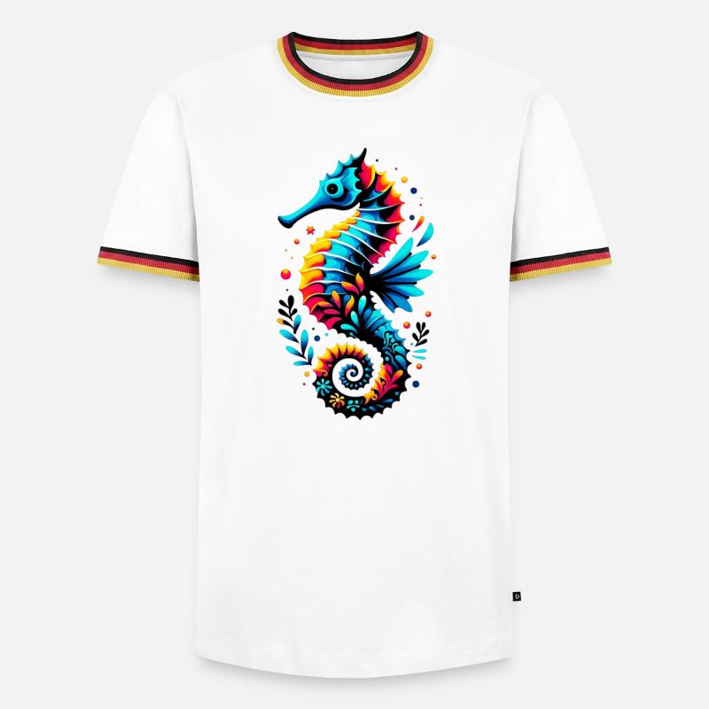 Seepferdchen - Männer Kontrast-T-Shirt - Weiß/Dreifarbig