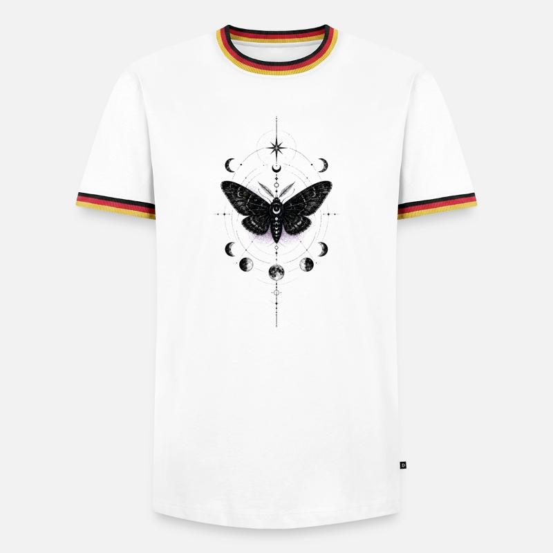Moonlit Moth in Celestial Ring - Men's Ringer Shirt - white/tricolour
