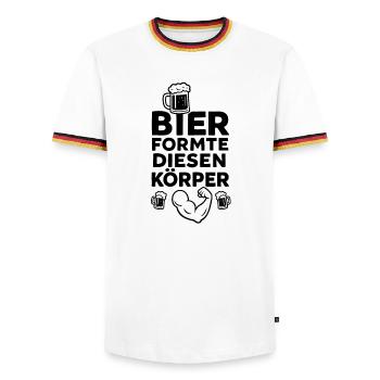 Bier formte diesen Körper - Männer Kontrast-T-Shirt - Weiß/Dreifarbig - Vorne - AI Model Female 172 light (172cm) & AI Model Male 185 light (185cm)