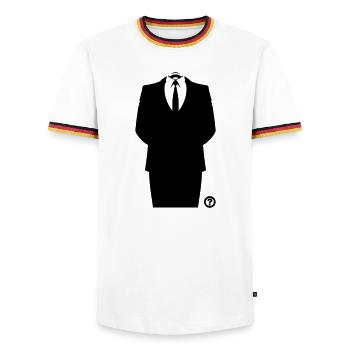 Anon Suit Hacker Mask Shirt - Men's Ringer Shirt - white/tricolour - Front - AI Model Female 172 light (172cm) & AI Model Male 185 light (185cm)