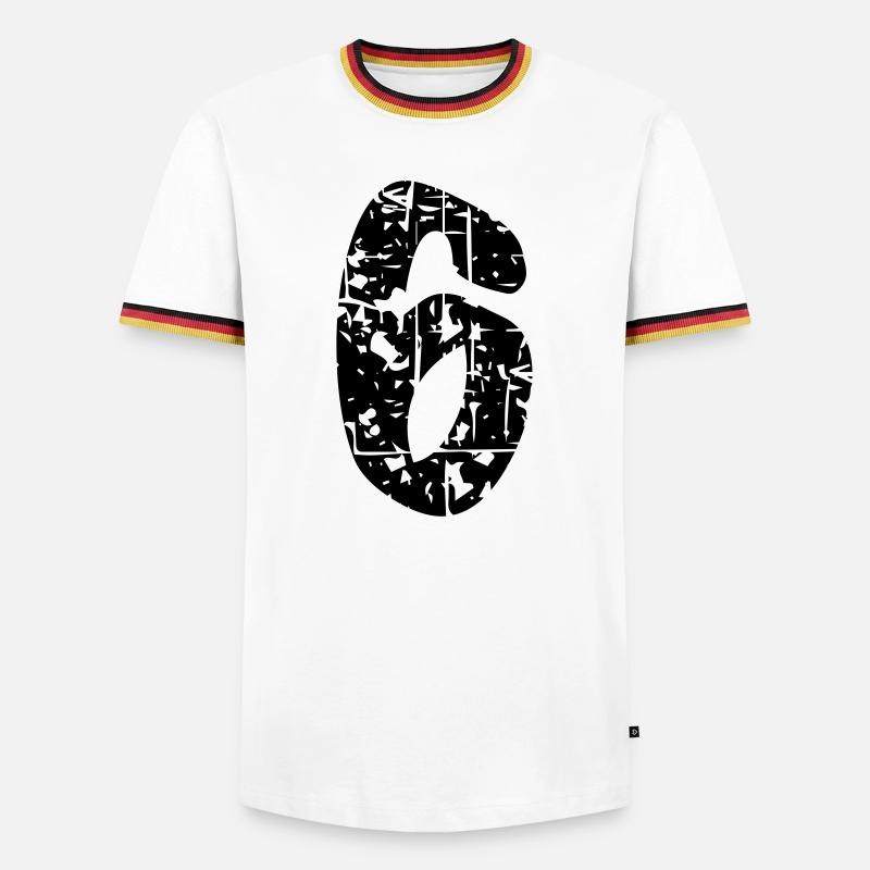 6 - Männer Kontrast-T-Shirt - Weiß/Dreifarbig