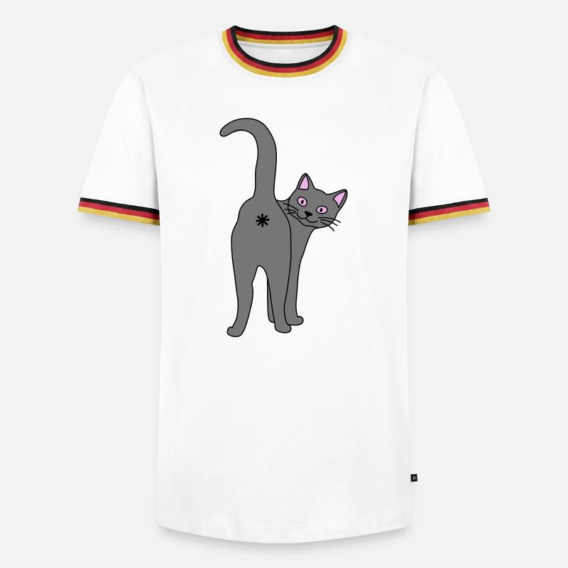 Freche Katze - Männer Kontrast-T-Shirt - Weiß/Dreifarbig