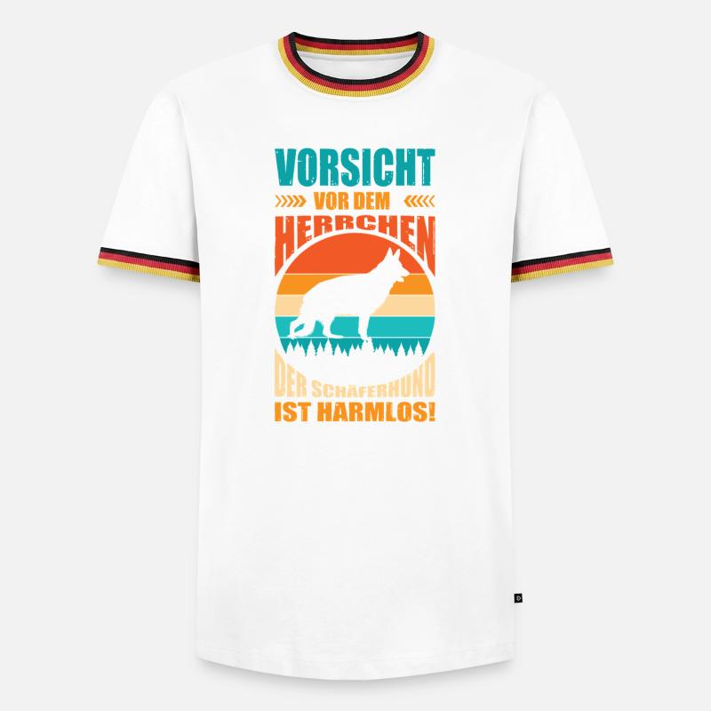 Schäferhund Geschenke Hund Herrchen Gassi - Männer Kontrast-T-Shirt - Weiß/Dreifarbig