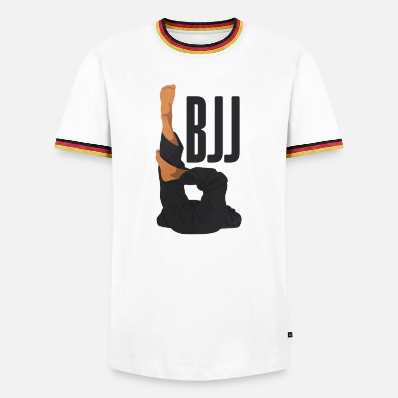 BJJ Techniques: Triangle - Männer Kontrast-T-Shirt - Weiß/Dreifarbig