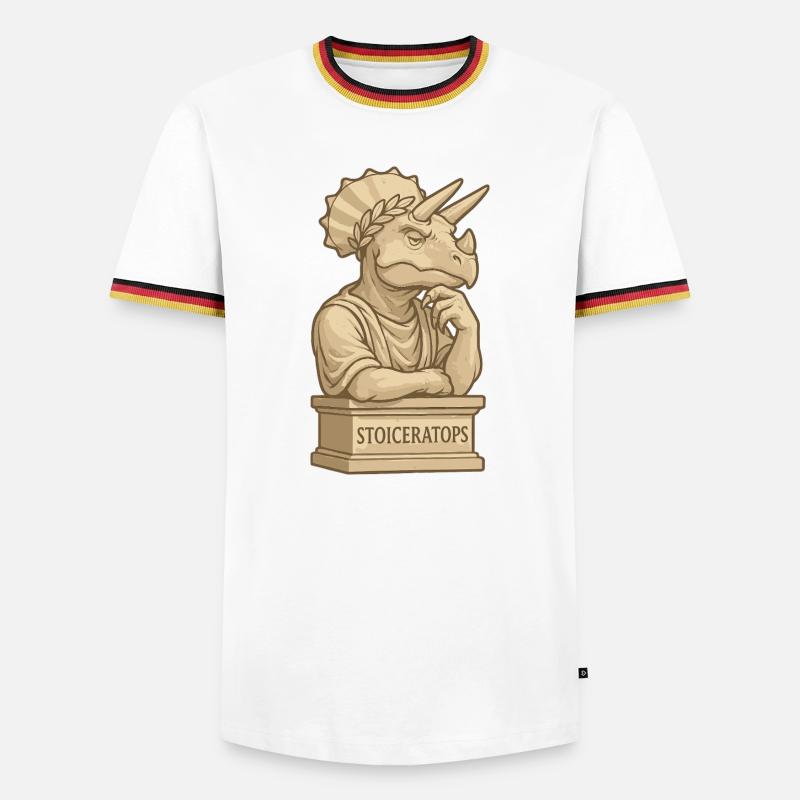 Stoiceratops - Männer Kontrast-T-Shirt - Weiß/Dreifarbig