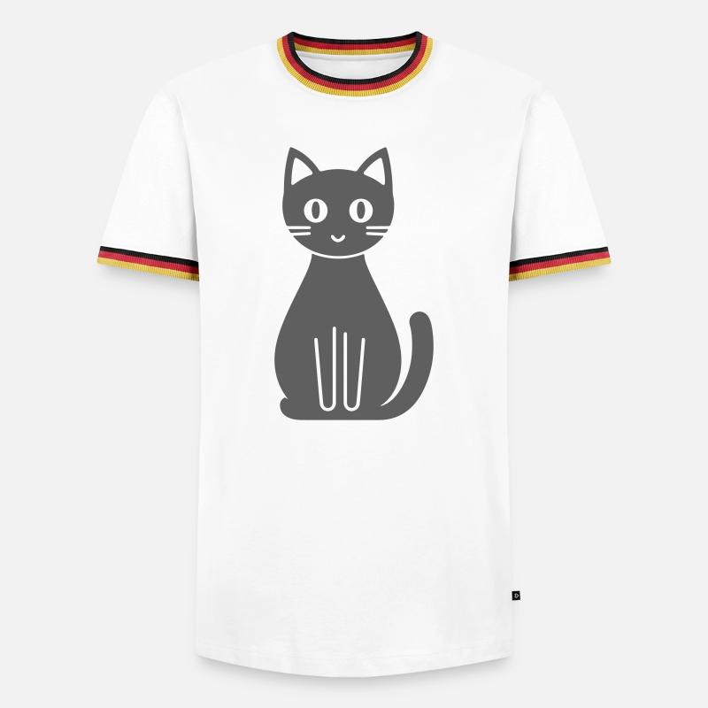Katze Comic - Männer Kontrast-T-Shirt - Weiß/Dreifarbig