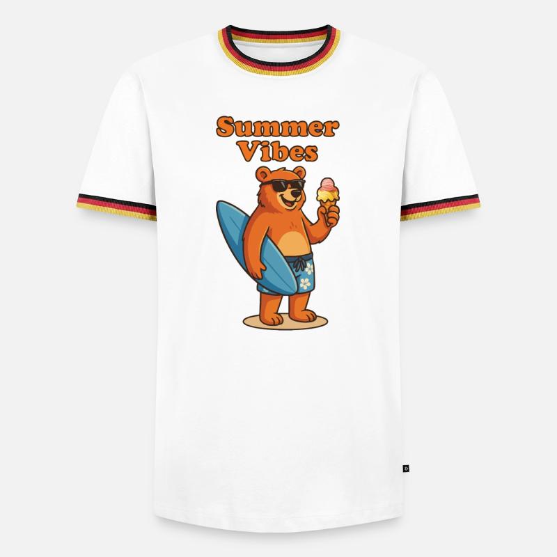 Summer Vibes Bear - Sommerbär mit Eis - Männer Kontrast-T-Shirt - Weiß/Dreifarbig