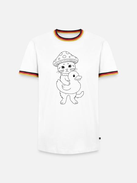 Mushroom Cat with Duck - Men's Ringer Shirt - white/tricolour