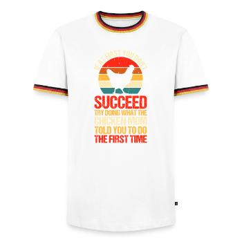 Farmer Rooster Flock Poultry Chicken Mom Mother - Männer Kontrast-T-Shirt - Weiß/Dreifarbig - Vorne - AI Model Female 172 light (172cm) & AI Model Male 185 light (185cm)