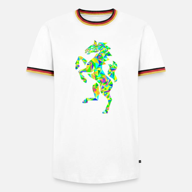 Pferd polygon bunt - Männer Kontrast-T-Shirt - Weiß/Dreifarbig
