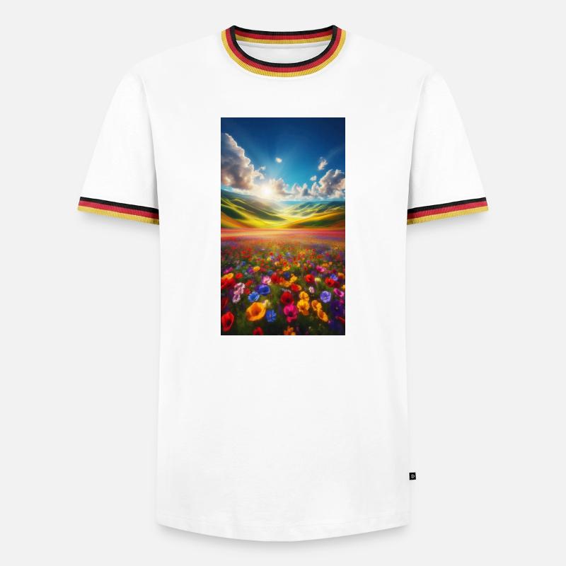 Rainbow meadow in sunlight - Men's Ringer Shirt - white/tricolour