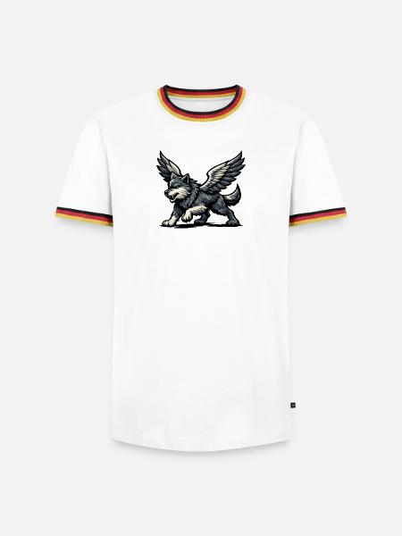 Flügelwolf Majestätisch - Männer Kontrast-T-Shirt - Weiß/Dreifarbig