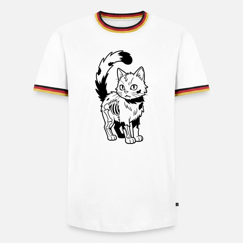 Zombie-Katze - Männer Kontrast-T-Shirt - Weiß/Dreifarbig