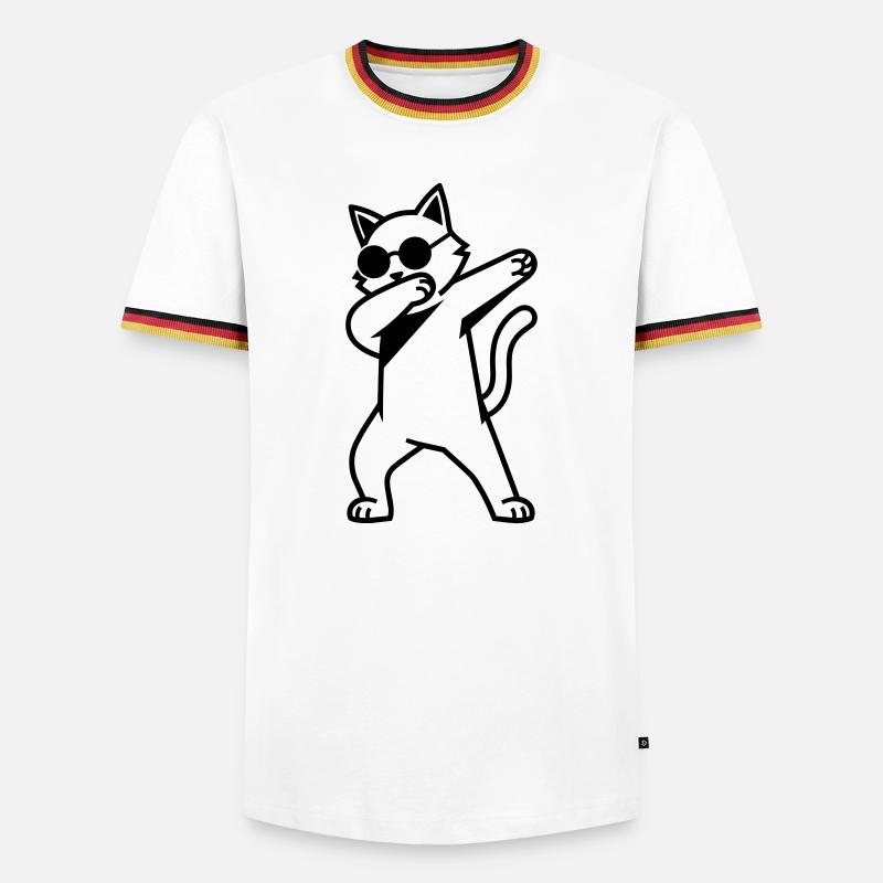 cat dab - Men's Ringer Shirt - white/tricolour