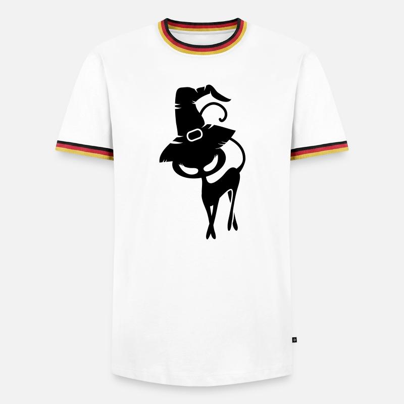 schwarze Katze mit Hexenhut - Männer Kontrast-T-Shirt - Weiß/Dreifarbig