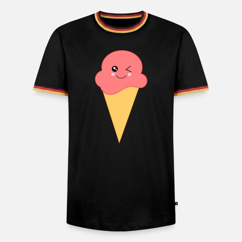 Eis Eiscreme Erdbeereis - Männer Kontrast-T-Shirt - Schwarz/Dreifarbig