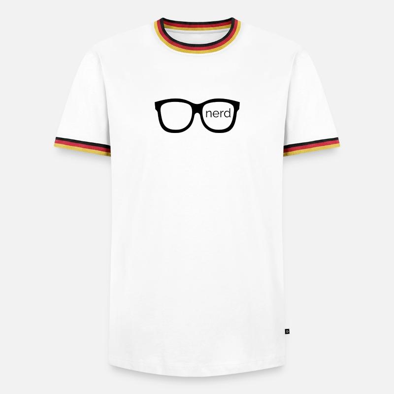 Nerd - Design with nerd glasses! - Men's Ringer Shirt - white/tricolour