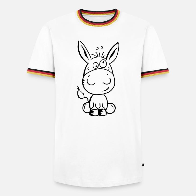 Eselchen Comic Tier - Tiere - Esel - Männer Kontrast-T-Shirt - Weiß/Dreifarbig