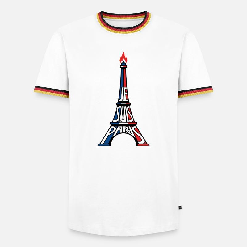Pariser Eiffelturm - Männer Kontrast-T-Shirt - Weiß/Dreifarbig