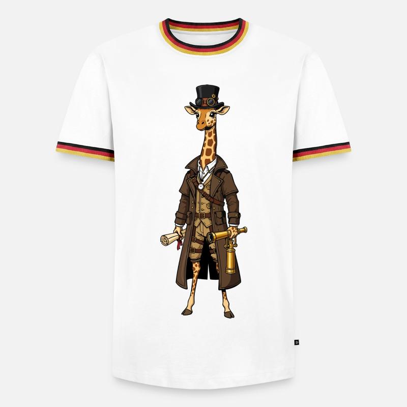 Giraffe Explorer Steampunk Chic Zylinder - Männer Kontrast-T-Shirt - Weiß/Dreifarbig