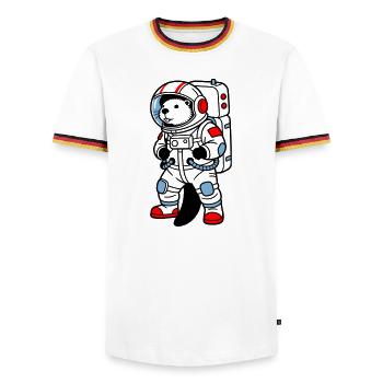 Beaver en combinaison spatiale - T-shirt contrasté Homme - blanc/tricolore - Devant - AI Model Female 172 light (172cm) & AI Model Male 185 light (185cm)