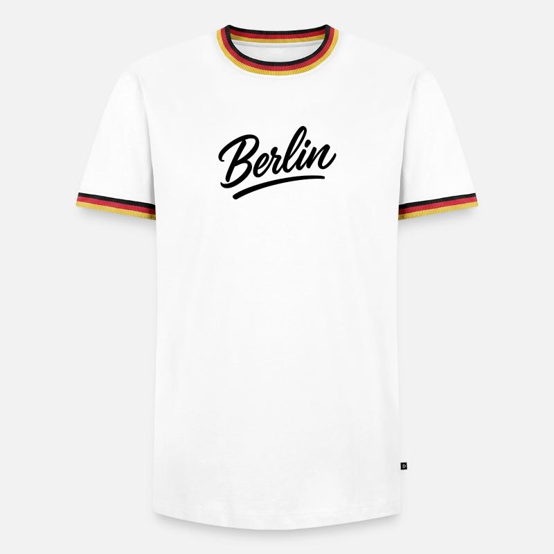 Berlin lettering in script style - Men's Ringer Shirt - white/tricolour