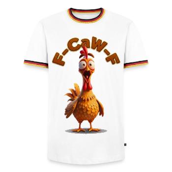 Dessin animé F-Can-F du Coq | Poulet, photos drôles - T-shirt contrasté Homme - blanc/tricolore - Devant - AI Model Female 172 light (172cm) & AI Model Male 185 light (185cm)