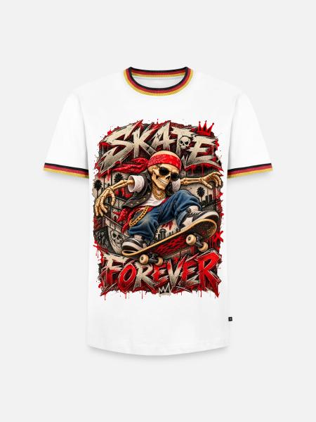 Skelett-Skater Forever Graffiti - Männer Kontrast-T-Shirt - Weiß/Dreifarbig