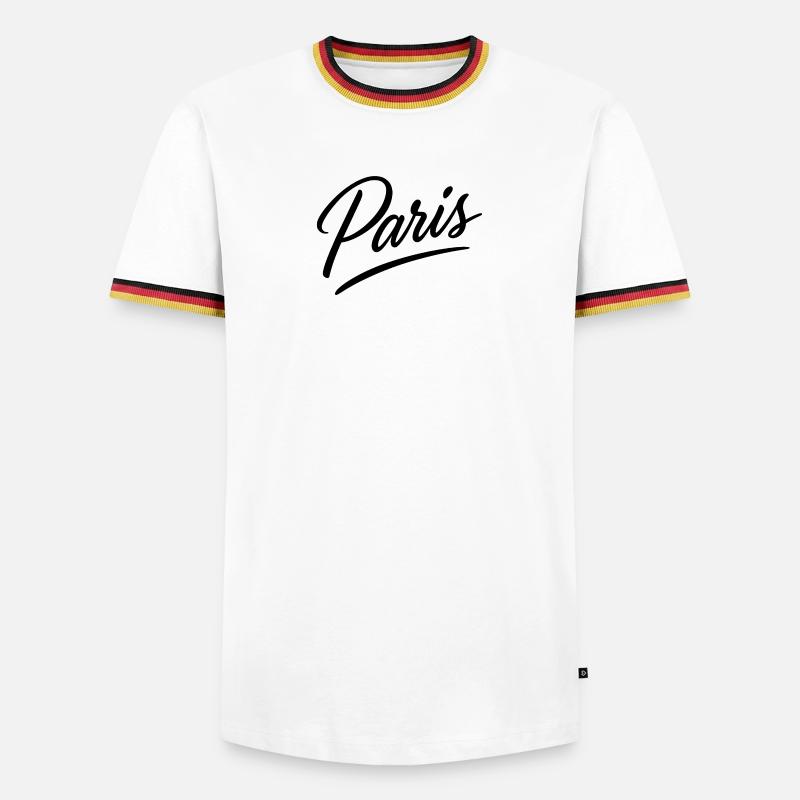 Pariser Script-Schriftzug - Männer Kontrast-T-Shirt - Weiß/Dreifarbig