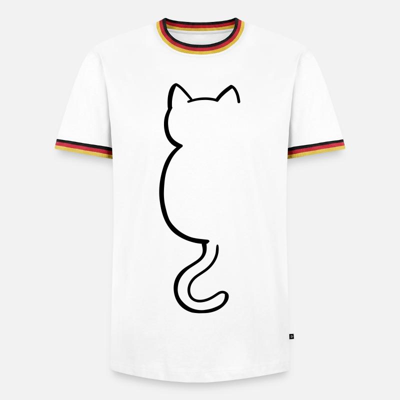 Katze Silouette - Männer Kontrast-T-Shirt - Weiß/Dreifarbig